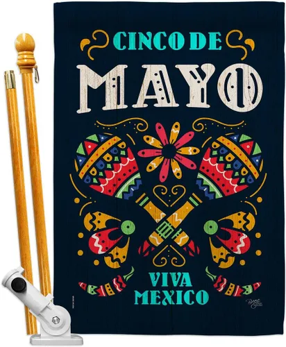 Miniatura 9 de Breeze Decor Cinco de Mayo Viva México - Juego de banderas de jardín para fiesta de verano, cactus, piñata, sombrero, fiesta mexicana, pequeña