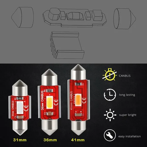 Miniatura 5 de Focos LED Festoon DE3175 DE3021 de 1.220 in, mapa interior, cúpula, maletero, luces de lectura, blanco de 6000 K, DE3022 3022 3021, 480 lúmenes