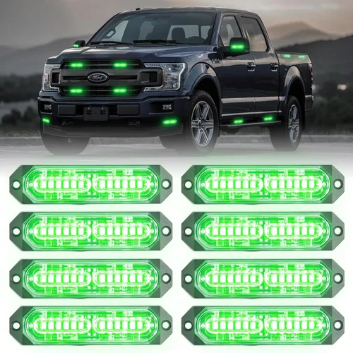 Miniatura 20 de 8 Piezas Luces Estroboscópicas de Emergencia de Montaje en Superficie Ámbar Blanco para Camiones, Barra de Luz Intermitente de Advertencia
