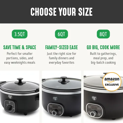 Miniatura 10 de GreenLife 3.5QT Olla de cocción lenta, cerámica antiadherente sin PFAS ni tóxicos, recipiente interior extraíble, programable, función mantener