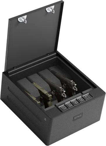 RPNB Caja fuerte para armas, caja fuerte biométrica para pistola, 4 pistolas de alta capacidad con teclado digital, huella dactilar biométrica