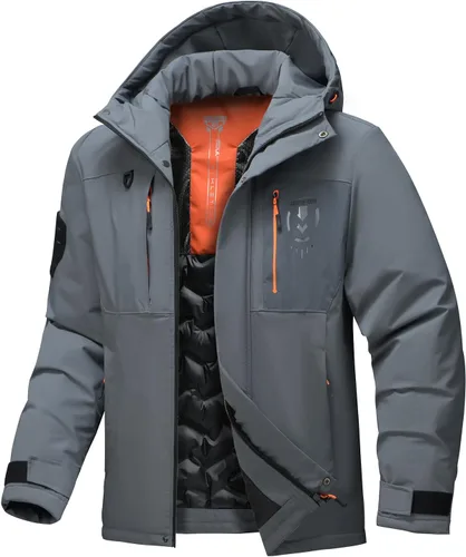 Miniatura 11 de Chaqueta térmica impermeable a prueba de viento para hombre, con capucha, aislada, ligera, abrigo de nieve de invierno con múltiples bolsillos
