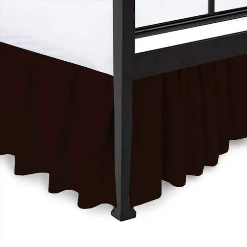 Miniatura 7 de Falda de cama con volantes en las esquinas divididas con plataforma de cobertura de tres caras, tamaño individual, borgoña, 12 pulgadas de caída