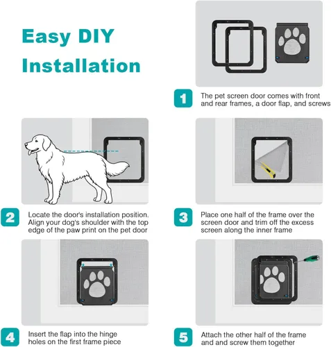 Miniatura 8 de Ownpets Puerta mosquitera para perros, Puerta mosquitera para mascotas con cierre, Puerta mosquitera magnética con cierre, Puerta mosquitera robusta