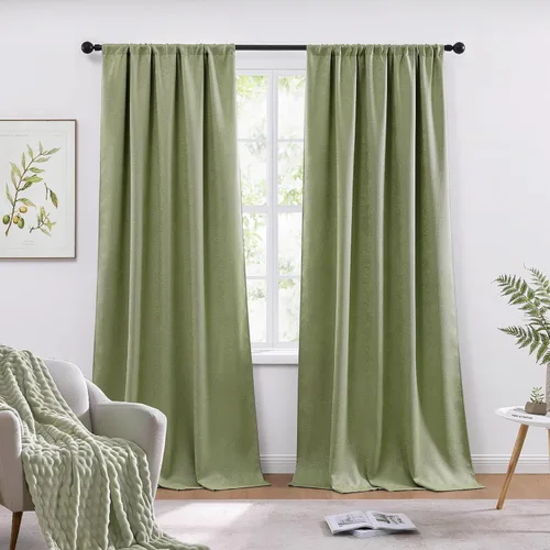 Miniatura 24 de WRENSONGE Cortinas opacas para dormitorio, cortinas opacas negras de 63 pulgadas de largo para sala de estar, ventanas, cocina, habitación, cortinas