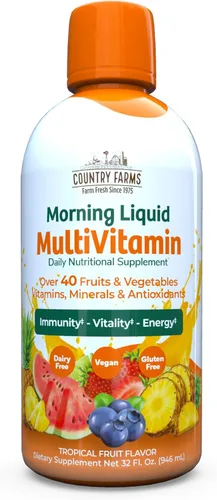 Country Farms Multivitamínico líquido, vitaminas y minerales para apoyo inmunológico y energía, mezcla de hierbas, vegano, multivitamínico para