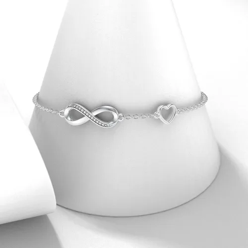 Miniatura 3 de Pulsera de corazón infinito de diamantes para mujer, plata de ley 925, pulsera de eslabones infinitos para el día de la madre, Navidad, regalos