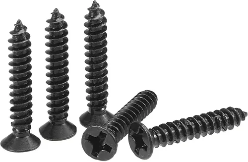 Miniatura 10 de uxcell M3.5 x 12mm Tornillos para madera con cabeza plana Phillips de acero al carbono autorroscantes negros 200 piezas