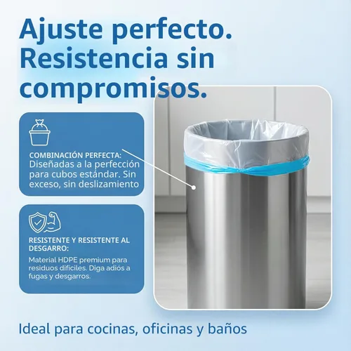 Miniatura 5 de Bolsas de basura de 6 galones con cordón de 1.1 mil, 120 bolsas de basura medianas, 22.5 litros de plástico fuerte sin perfume, bolsas gruesas