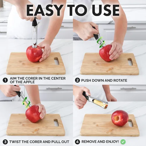 Miniatura 5 de Zulay Kitchen Herramienta Premium para Descorazonar Manzanas - Hojas Ultra Afiladas de Acero Inoxidable y Serradas para Descorazonar Fácilmente