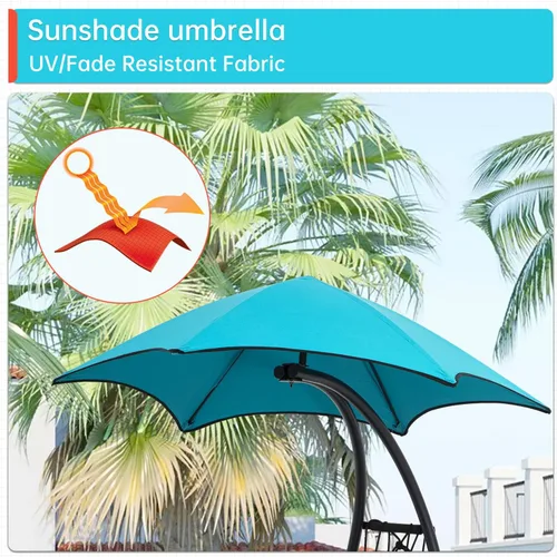 Miniatura 4 de Silla de descanso, silla de patio, hamaca columpio, silla reclinable, soporte de arco con toldo impermeable, cojín extraíble y reposacabezas