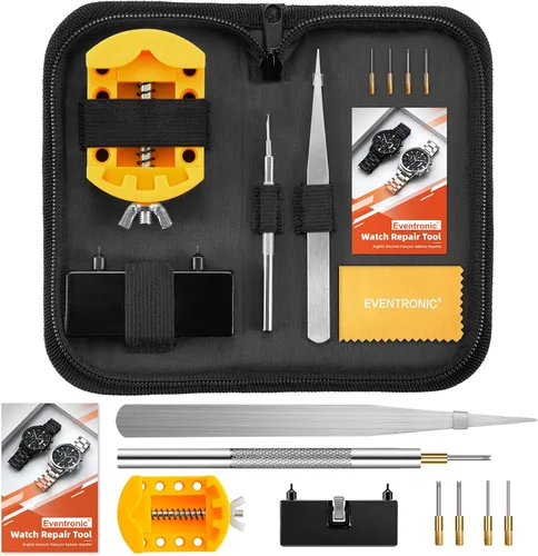 Miniatura 8 de Kit de herramientas de repuesto de batería de reloj, kit de reparación de Eventronic Watch con kit de herramientas de correa de reloj, herramienta