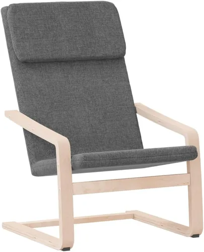 Miniatura 10 de vidaXL Silla relajante de tela negra, tapicería de poliéster duradera con marco de madera de abedul maciza para mayor estabilidad, acolchado grueso