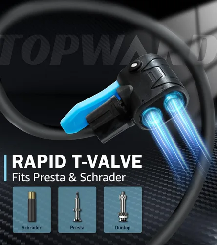 Miniatura 5 de Topward Bomba de neumáticos de bicicleta portátil, bomba de aire de mano para pelotas de ejercicio de bicicleta, inflables, se adapta a válvulas