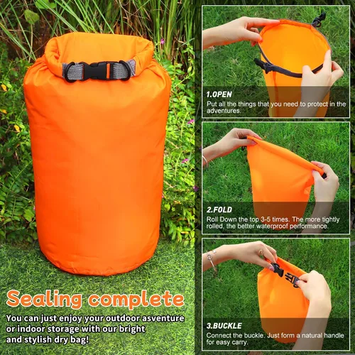 Miniatura 5 de Desoto Bolsa seca impermeable, 2 paquetes, 2L/5L/10L/20L/40L/70L, bolsa de almacenamiento en seco para mantener el equipo seco limpio para kayak