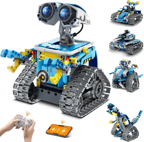 Mibido Kit de construcción de robot con control remoto, regalos STEM para niños varones de 8 a 14 años, juguetes robóticos de codificación técnica