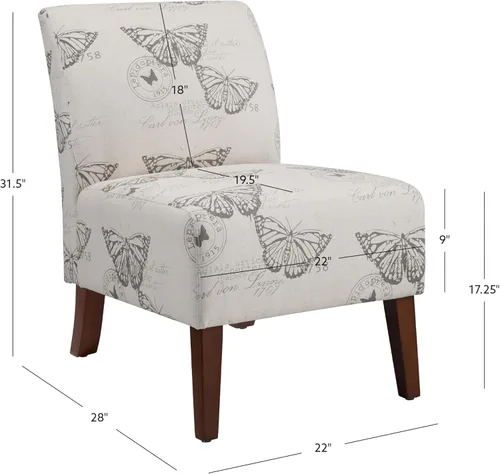 Miniatura 3 de Linon Butterfly - Silla de lirio de lino espresso oscuro, 21.5 pulgadas de ancho x 29.5 pulgadas de profundidad x 31.5 pulgadas de alto