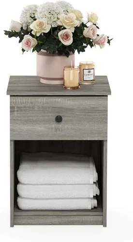 Miniatura 5 de Furinno 219153GYW Lucca - Mesita de noche, paquete de 2, roble francés gris gris roble francés