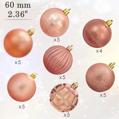Miniatura 131 de AMS Esferas de Navidad de 2.36 pulgadas/60mm, 34 unidades, adornos grandes, decoraciones para fiestas, inastillables, colgantes festivos para Negro