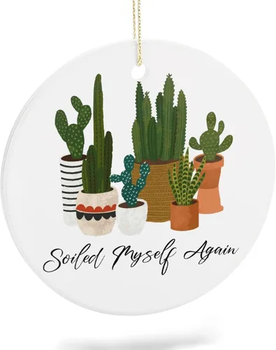 Miniatura 10 de Adornos de plantas para árbol de Navidad, decoración de Navidad de señora de plantas locas, bonitos y divertidos adornos de cerámica para amantes