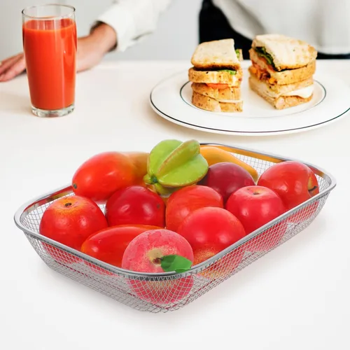 Miniatura 4 de Unomor Cesta grande de malla de acero inoxidable para fregadero de cocina, colador de 14.56 x 10.62 x 2.95 pulgadas para frutas, verduras y pasta