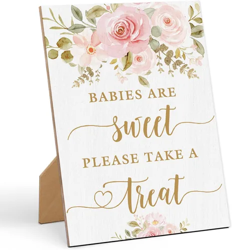 Miniatura 15 de Baby Shower Games a Message from The Bump - Cartel de juego para baby shower, 8 x 11 pulgadas, letrero de juego de madera floral, decoración de mesa