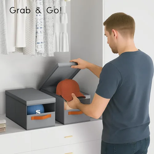 Miniatura 4 de Homsorout Organizador de sombreros para gorras de béisbol, paquete de 3 cajas de almacenamiento extraíbles con ventana transparente, soporte