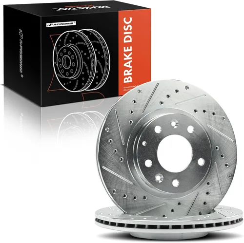 Miniatura 8 de A-Premium Rotores de freno de disco perforados y ranurados delanteros de 11.41 pulgadas (11.409 in) compatibles con modelos seleccionados de Mazda