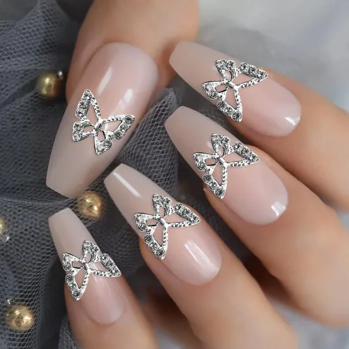 Miniatura 7 de Dijes para uñas de mariposa, 10 piezas de diamantes de imitación de plata 3D brillantes para uñas, diamantes de imitación acrílicos brillantes