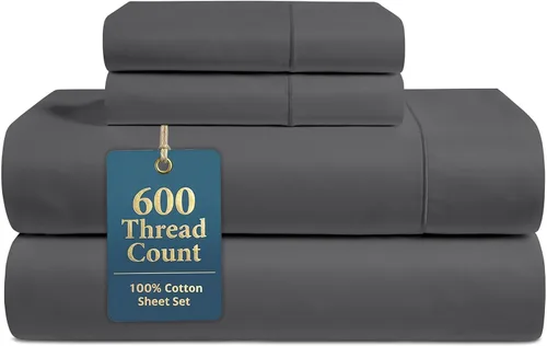 Miniatura 27 de LANE LINEN Juego de sábanas tamaño King – Sábanas de 600 hilos 100% algodón de fibra larga, naturalmente frescas y duraderas para el uso diario, 01