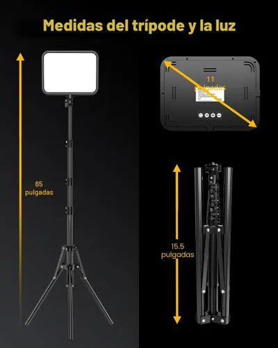 Miniatura 6 de UBeesize - Pack de 2 luces de video LED, luces de estudio para fotografía regulables de 3000-6500K con soporte para trípode y soporte para teléfono