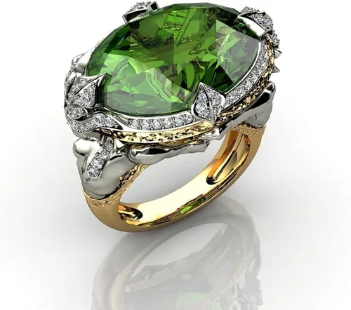 Miniatura 6 de Anillo de sirena de Kraken con circonio cúbico verde vintage Medusa Fishamn Merman de cristal de sirena anillo de dedo Sea King Queen para mujeres