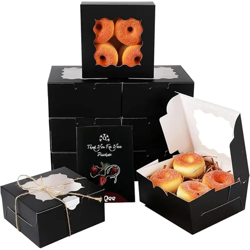 Miniatura 13 de qiqee Cajas de galletas Kraft con ventana, 60 paquetes de 6 x 6 x 3 pulgadas, cajas de papel kraft marrón para galletas, pasteles, cupcakes, tartas