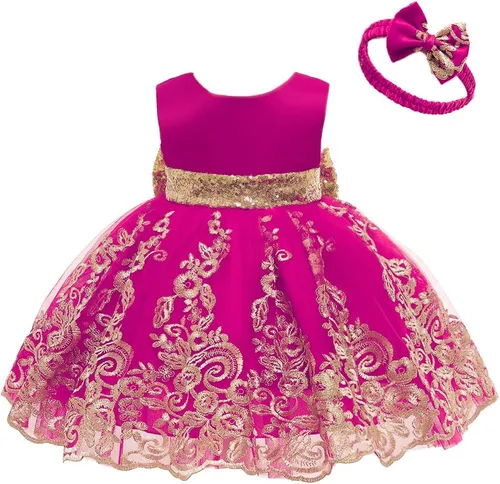 Miniatura 35 de CMMCHAAH - Vestidos de encaje para concursos de niñas bebés de 0-6 años, vestido formal para fiestas con diadema
