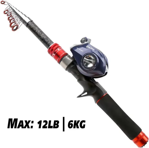 Miniatura 7 de Telescopic Fishing Rod and Reel Combos, Carbon Fiber Fishing Rod with Stainless Steel Baitcasting Reel Portable Fishing Pole Reel Combo for Travel
