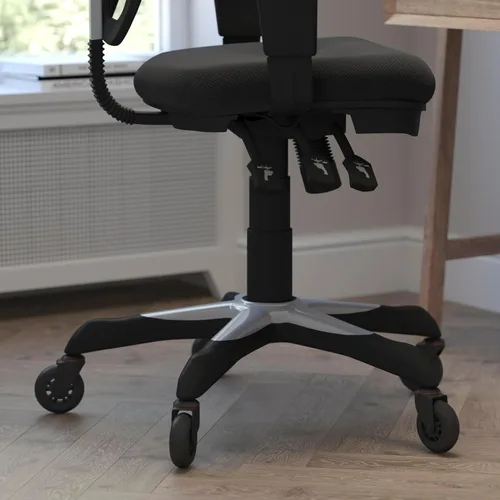 Miniatura 6 de Flash Furniture Nicholas Silla de oficina ergonómica giratoria ejecutiva multifunción de malla negra con brazos ajustables y ruedas de rodillo