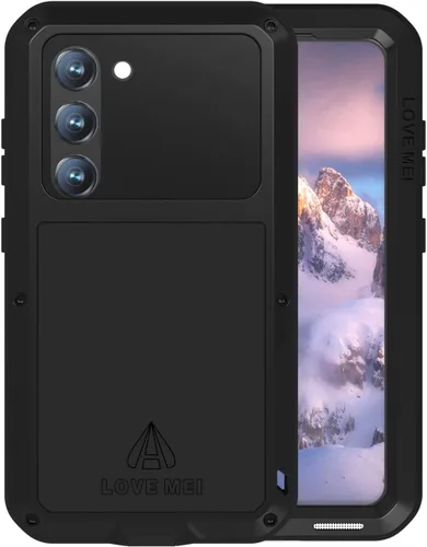 LOVE MEI Funda para Samsung Galaxy S23 5G con protector de pantalla de vidrio templado, a prueba de golpes, a prueba de arañazos, híbrida de metal y