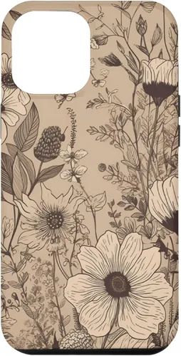 Miniatura 25 de Funda para iPhone 13 Pro Beige Tan Wildflower Floral Minimal Flower Boho