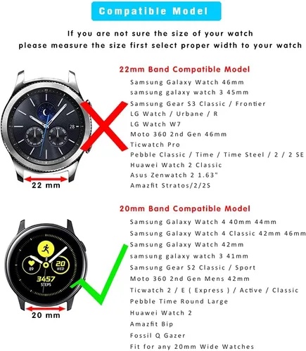 Miniatura 7 de Compatible con Samsung Galaxy Watch 6 Classic 1.693 in 1.850 in, Watch 1.654 in/Galaxy Watch 3 1.614 in/Watch 4 1.575 in 1.732 in Classic 1.654 in