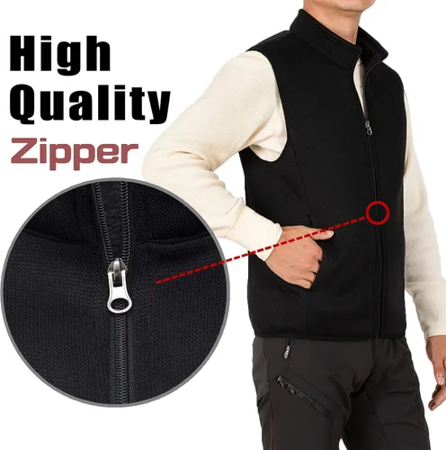Miniatura 4 de Bonnroth - Chaleco de forro polar con cremallera completa para hombre, con cuello alto y bolsillo
