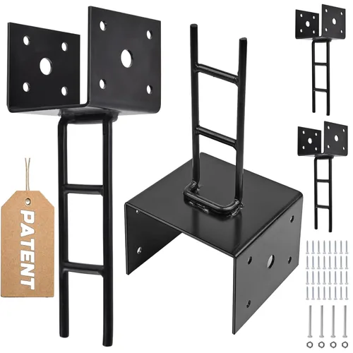 Paquete de 4 anclajes de poste en forma de U, base de poste de 6 x 6 pulgadas para concreto, producto patentado de diseño, calibre 11, 3 mm (0.118