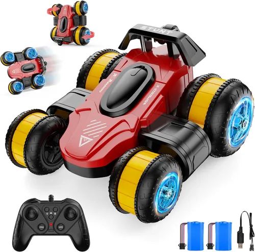 Miniatura 8 de Automóvil de deformación de acrobacias de control remoto de deriva de alta velocidad, regalos de cumpleaños, para niños y niñas de 4 a 16 años (azul)