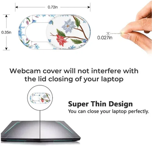 Miniatura 2 de Funda para cámara de computadora portátil, diseño de flores lindas, 8 unidades, cubierta para cámara web, funda para cámara de teléfono, ultrafina