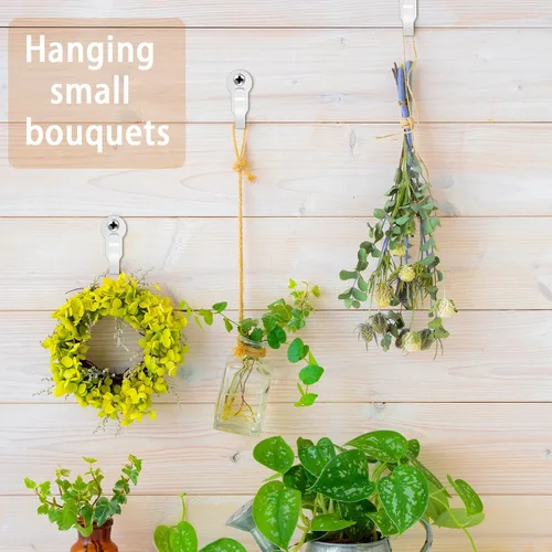 Miniatura 6 de DINGEE Ganchos con rosca - Ganchos de luz de acero inoxidable para luces de cadena en exteriores, ganchos pequeños blancos para patio, plantas