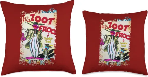 Miniatura 3 de Funny Cute Frog 1950's 1960's Vintage Nostalgia Poison Dart Frogs Cartoon Retro Zoot 40's, 50's Pachuco Suit Throw Pillow, 16 x 16 pulgadas