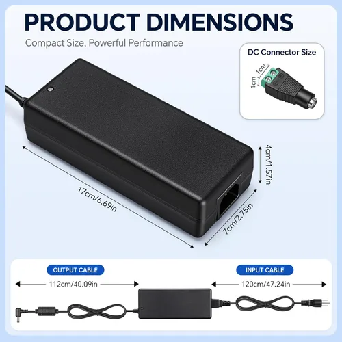 Miniatura 4 de 24V 8A Power Supply 192W Adapter, 100-240V AC to 24 Volt 8 Amp DC Power Supply with Terminal Connector, 24 Volt Transformer with 5.5x2.5mm DC Output