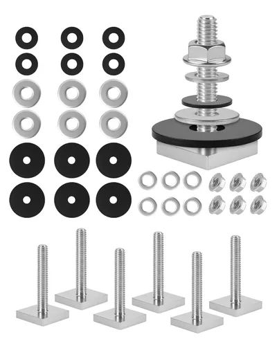 Miniatura 13 de Pernos de ranura en T para barras de techo, plataforma, cesta de carga, adaptador de perno cuadrado en T de acero inoxidable para asegurar