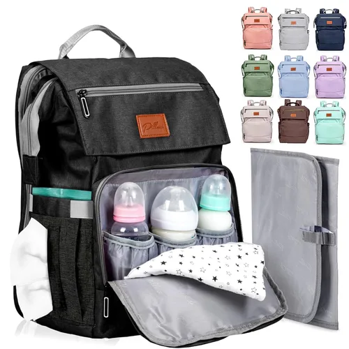 Miniatura 11 de PILLANI Mochila para Pañales de Bebé - Bolsa Grande para Niños y Niñas, Mochila Impermeable para Pañales - Bolsas de Pañales de Viaje con R. Beige