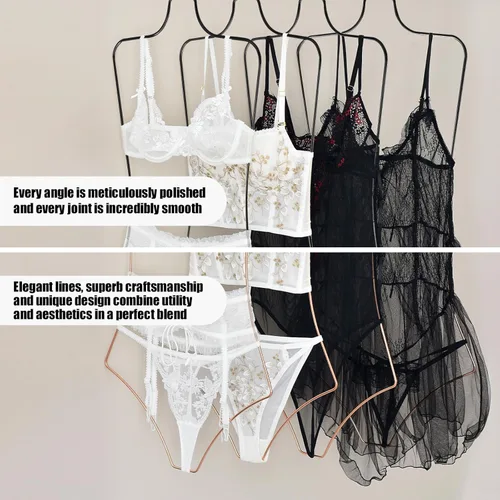 Miniatura 5 de Percha de ropa con forma de cuerpo, paquete de 10 perchas de lujo de alambre de metal negro para traje de baño y bikini, perchas de lencería