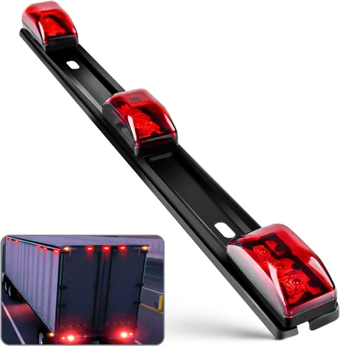 Nilight TL-11 1 pieza rojo 9 LED barra de identificación marcador luz trasera soporte negro de acero inoxidable para camión remolque barco